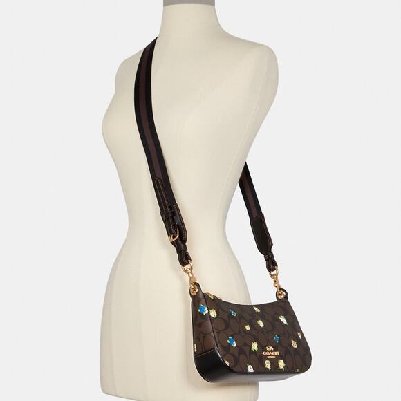 New Coach Jes Baguette In Signature Canvas With Vintage Mini Rose - Picture 4 of 11